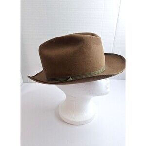 BEAVER HAT Bound Edge Western Fedora Custom Made Wide Brim 7 1/4 Felt Beaver